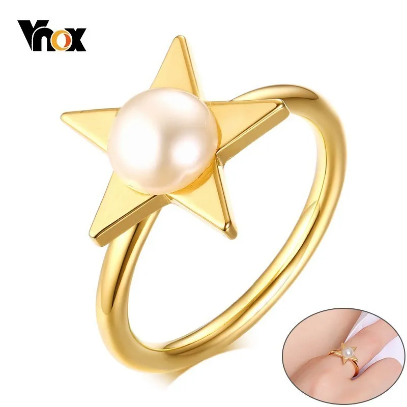 Vnox Trendy Stars Wedding Rings for Women Elegant Imitation Pearl Alliance anel feminino Promise Love Gifts
Vnox Trendy Stars Wedding Rings for Women Elegant Imitation Pearl Alliance anel feminino Promise Love Gifts