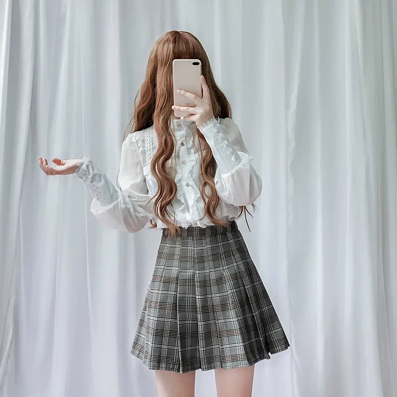 2019 New Super Cute Fashion Style Women's Lolita Falbala Lace Trim Collar Chiffon Blouse Long Sleeve Cute Shirt Tops White
2019 New Super Cute Fashion Style Women's Lolita Falbala Lace Trim Collar Chiffon Blouse Long Sleeve Cute Shirt Tops White