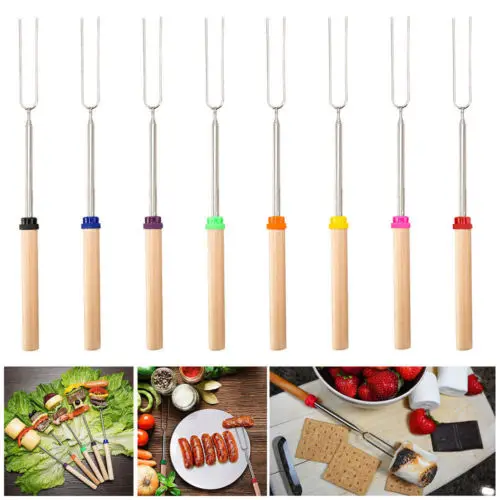 5PCS Stainless Steel BBQ Marshmallow Roasting Sticks Extending Roaster Telescoping Skewers BBQ forks
5PCS Stainless Steel BBQ Marshmallow Roasting Sticks Extending Roaster Telescoping Skewers BBQ forks