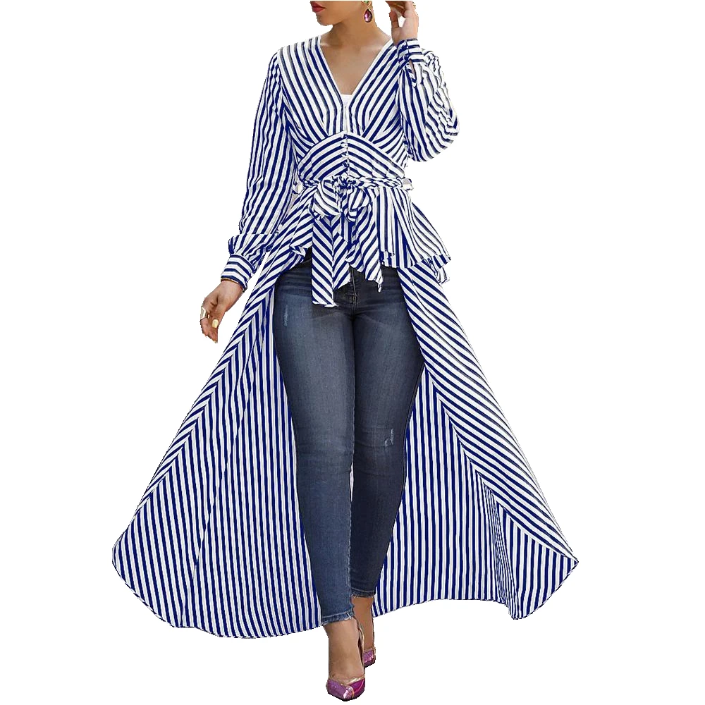 NEW 2019 Women Summer Striped Long Sleeve Irregular V Neck Shirt Dress Tops High Street Cool Dresses
NEW 2019 Women Summer Striped Long Sleeve Irregular V Neck Shirt Dress Tops High Street Cool Dresses