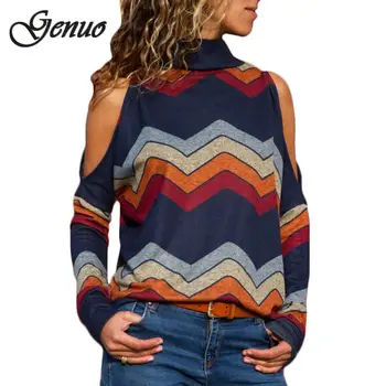 2019 Autumn Women Sweater Sexy Cold Shoulder Turtleneck Pullover Sweater Striped Print Loose Casual Sweaters Ladies Jumpers Tops
2019 Autumn Women Sweater Sexy Cold Shoulder Turtleneck Pullover Sweater Striped Print Loose Casual Sweaters Ladies Jumpers Tops