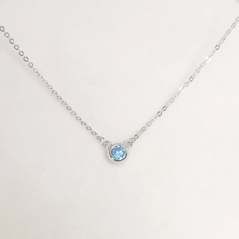 Cute 925 Sterling Silver Single Round Blue CZ Charm Choker Pendant Necklace For Women Girls Jewelry Undertale Pendentif Pendulo
Cute 925 Sterling Silver Single Round Blue CZ Charm Choker Pendant Necklace For Women Girls Jewelry Undertale Pendentif Pendulo