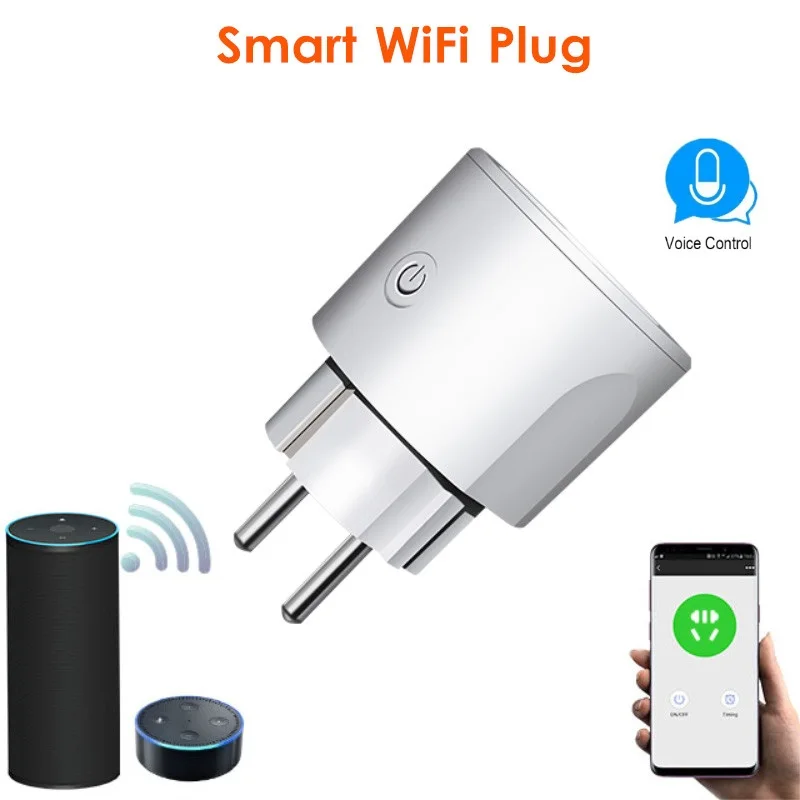 Smart WiFi EU Plug APP Voice Remote Control Socket Works with Alexa IFTTT Timer Function Energy Saving | Электроника