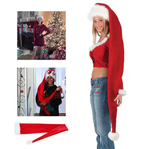 Long Cozy Wrap Elf Santa Hat Adult Christmas Party Costume Accessory Red White | Дом и сад