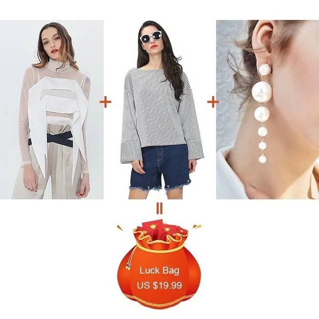 CHICEVER 3 Pieces/lot Clearance white ruffles slim tops female striped loose T-shirts Pearl Stud Earrings fashion new 2019
CHICEVER 3 Pieces/lot Clearance white ruffles slim tops female striped loose T-shirts Pearl Stud Earrings fashion new 2019