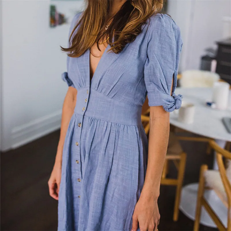 Women Solid Long Dress Spring Summer Bow Half Sleeve V-Neck Elegant Ankle-Length Dress Ladies Oversized Casual Dresses Vestidos
Women Solid Long Dress Spring Summer Bow Half Sleeve V-Neck Elegant Ankle-Length Dress Ladies Oversized Casual Dresses Vestidos