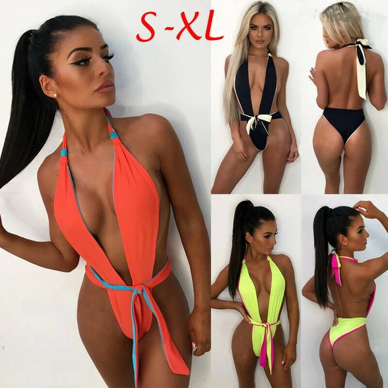 Women Swimming Costume Hot Swimsuit Deep V Halter Backless Monokini One-Piece Suits Assorted color Swimwear Bikini Sets
Women Swimming Costume Hot Swimsuit Deep V Halter Backless Monokini One-Piece Suits Assorted color Swimwear Bikini Sets
