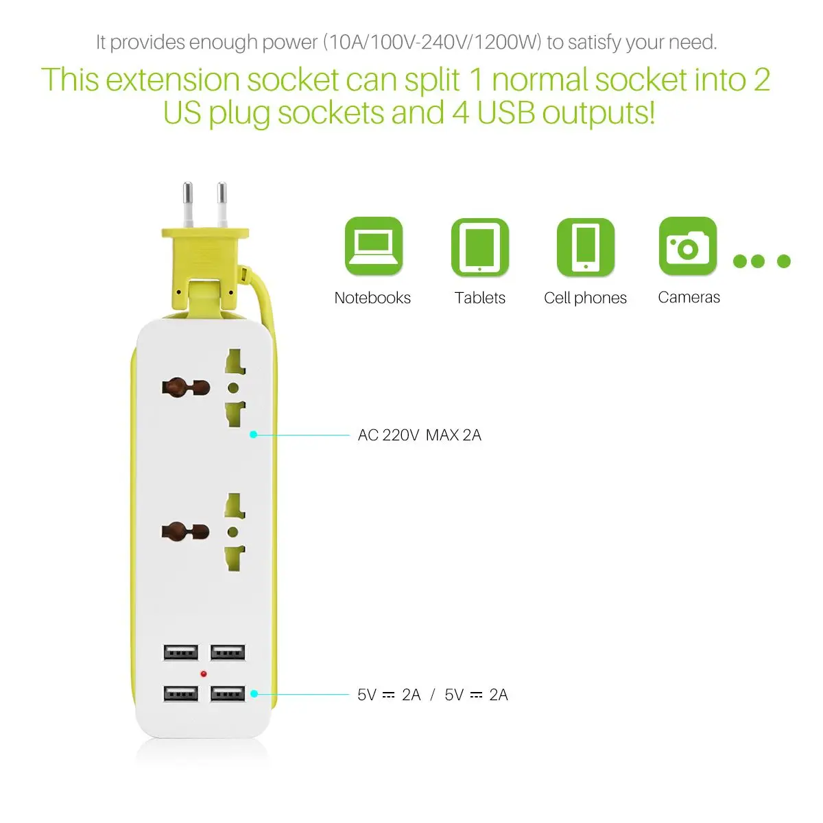 Extension Socket Outlet Portable EU Plug Travel Power Strip Surge Protector with 4 USB Smart Charger Wall Charger Desktop Hub
Extension Socket Outlet Portable EU Plug Travel Power Strip Surge Protector with 4 USB Smart Charger Wall Charger Desktop Hub
