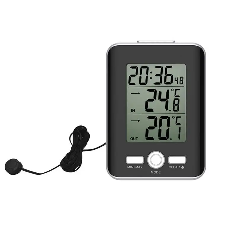 LCD Digital Thermometer Hygrometer Indoor And Outdoor Electronic Temperature Humidity Meter Clock Household Thermometers
LCD Digital Thermometer Hygrometer Indoor And Outdoor Electronic Temperature Humidity Meter Clock Household Thermometers