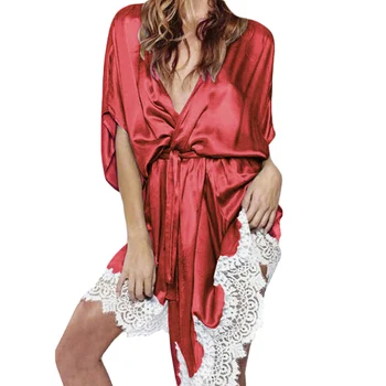 Sexy Women Silk Satin Sleep Dress Lace Hem V Neck Half Sleeve Belted Bathrobe Nightgown Nightdress Sleepwear Bridesmaid Robes
Sexy Women Silk Satin Sleep Dress Lace Hem V Neck Half Sleeve Belted Bathrobe Nightgown Nightdress Sleepwear Bridesmaid Robes