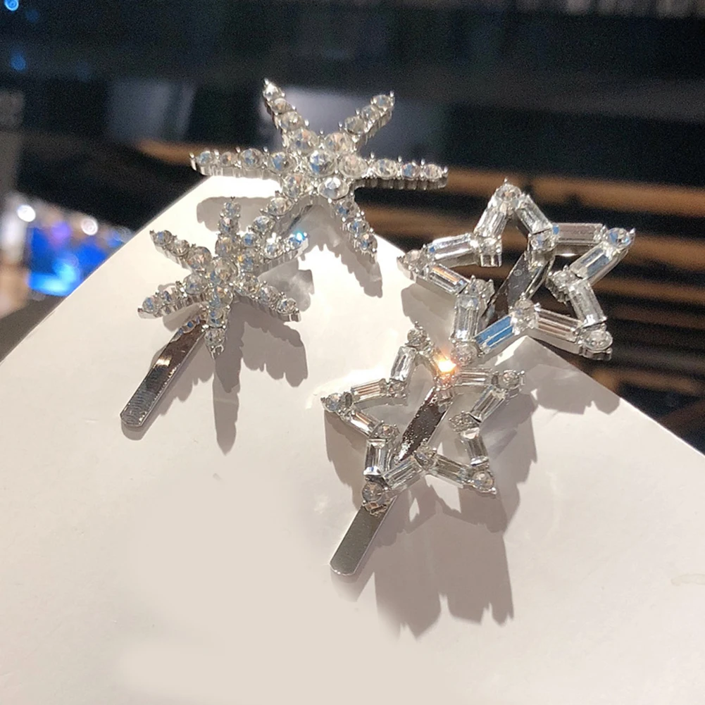Korea Fashion Crystal Rhinestone Hairclip Shiny Star Snowflake Shape Hairpin Hair Accessories for Women Headwear
Korea Fashion Crystal Rhinestone Hairclip Shiny Star Snowflake Shape Hairpin Hair Accessories for Women Headwear