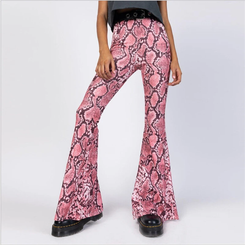 Sexy Women Pants New Snakeskin Print Bell Bottom Stretch High Waist Pants Ladies Trousers Fashion Women Long Trousers Sweatpants
Sexy Women Pants New Snakeskin Print Bell Bottom Stretch High Waist Pants Ladies Trousers Fashion Women Long Trousers Sweatpants