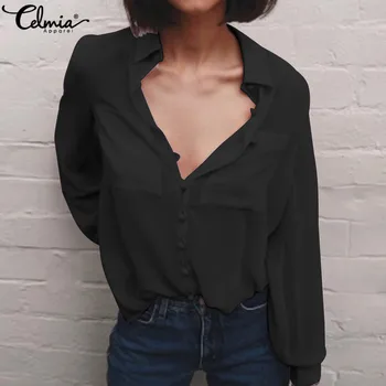 2020 Celmia Women Blouse Long Sleeve Chiffon Shirts Lapel Casual Buttons Solid Work Office Ladies Blusas Party Tops Plus Size
2020 Celmia Women Blouse Long Sleeve Chiffon Shirts Lapel Casual Buttons Solid Work Office Ladies Blusas Party Tops Plus Size