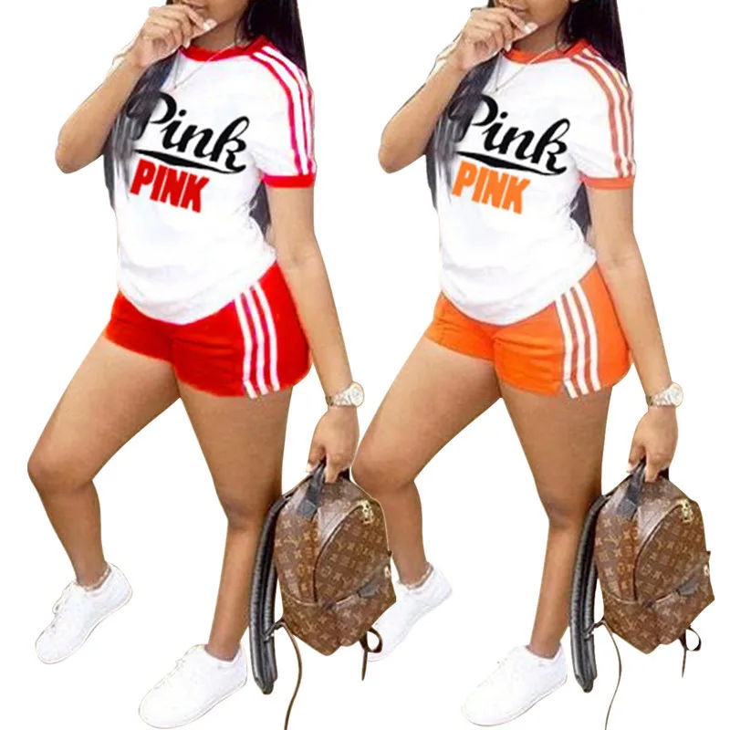 Two Piece Set Sport Women Pink Letter Print T-And Shorts 2019 Summer 2 Pieces Sets Ladies Fashion Stripe Tracksuit Outfit
Two Piece Set Sport Women Pink Letter Print T-And Shorts 2019 Summer 2 Pieces Sets Ladies Fashion Stripe Tracksuit Outfit