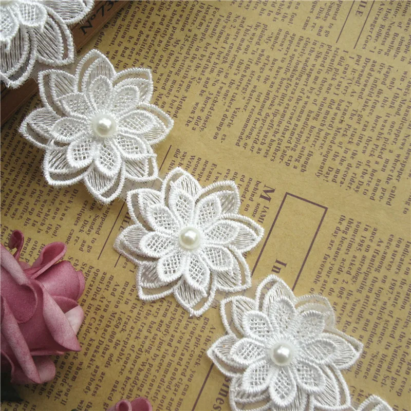 Soluble White Polyester Pearl Flower Embroidered Lace Trim Ribbon Fabric Sewing Supplies Craft Decor, DIY Handmade Materials
Soluble White Polyester Pearl Flower Embroidered Lace Trim Ribbon Fabric Sewing Supplies Craft Decor, DIY Handmade Materials