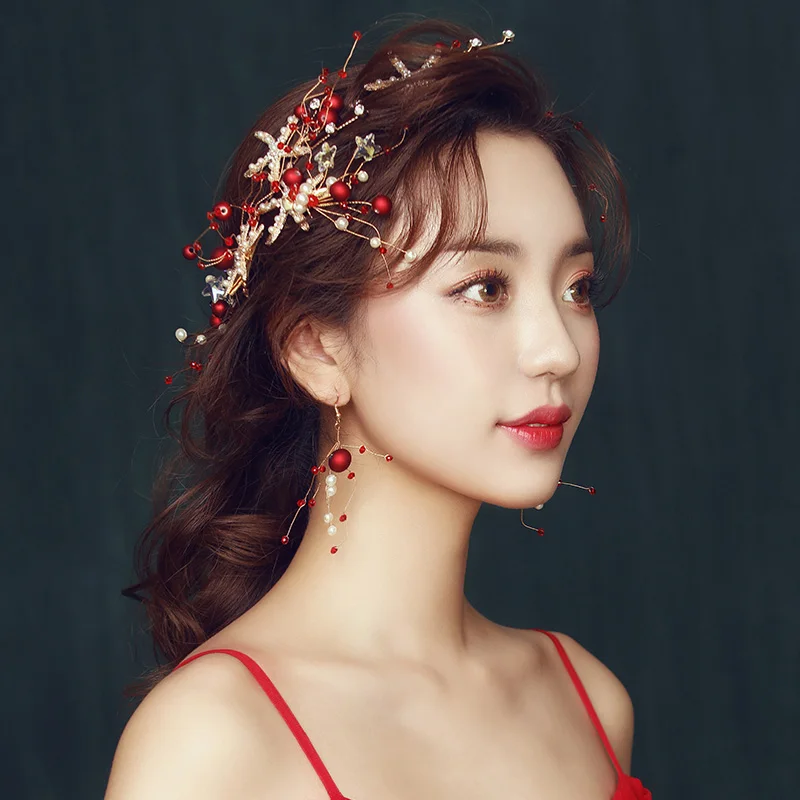 Starfish Rhinestone Star Hair Clip Tiara Bridal Gold Headband Wedding Pearl Red Hair Accessories Women Head Jewelry Piece Sets
Starfish Rhinestone Star Hair Clip Tiara Bridal Gold Headband Wedding Pearl Red Hair Accessories Women Head Jewelry Piece Sets