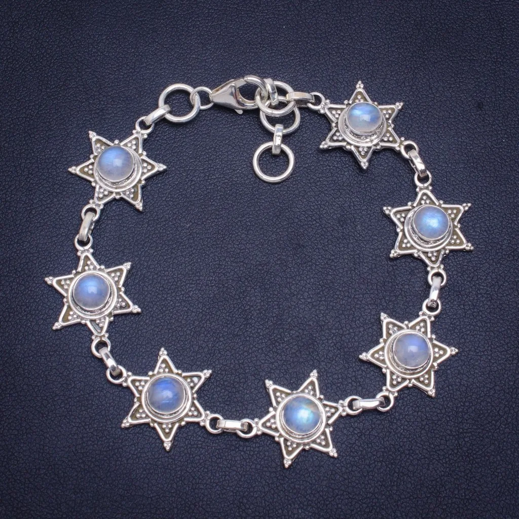Natural Rainbow Moonstone Handmade Unique 925 Sterling Silver Bracelet 7.5-8.25" A2959
Natural Rainbow Moonstone Handmade Unique 925 Sterling Silver Bracelet 7.5-8.25" A2959