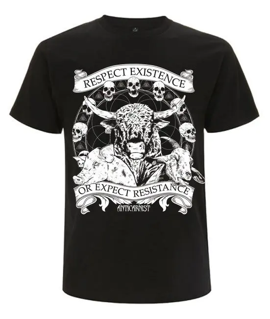 Vegan tshirt, Anticarnist, Vegan Clothing, Vegan Metal, Respect Existence or Expect Resistance
Vegan tshirt, Anticarnist, Vegan Clothing, Vegan Metal, Respect Existence or Expect Resistance