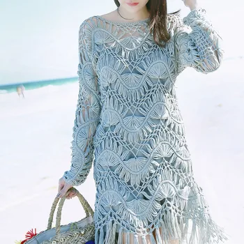 Luxury Sexy Crochet Hollow Out Women Dress Sweet O-neck Sweett Long Sleeve Tassel Summer Mini Dress Vacation Clothes 201
Luxury Sexy Crochet Hollow Out Women Dress Sweet O-neck Sweett Long Sleeve Tassel Summer Mini Dress Vacation Clothes 201