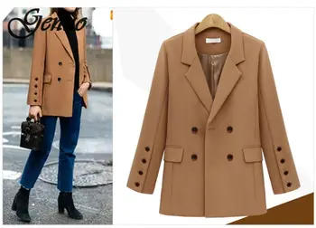 Genuo Autumn Winter Suit Blazer Women 2019 New Casual Double Breasted Pocket Women Jackets Elegant Long Sleeve Blazer Outerwear
Genuo Autumn Winter Suit Blazer Women 2019 New Casual Double Breasted Pocket Women Jackets Elegant Long Sleeve Blazer Outerwear