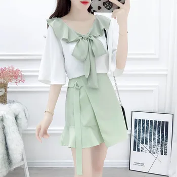 Korean fashion suits summer 2019 agaric edge bowknot chiffon top blouse & fishtail skirts women 2 pcs clothing set vestidos
Korean fashion suits summer 2019 agaric edge bowknot chiffon top blouse & fishtail skirts women 2 pcs clothing set vestidos