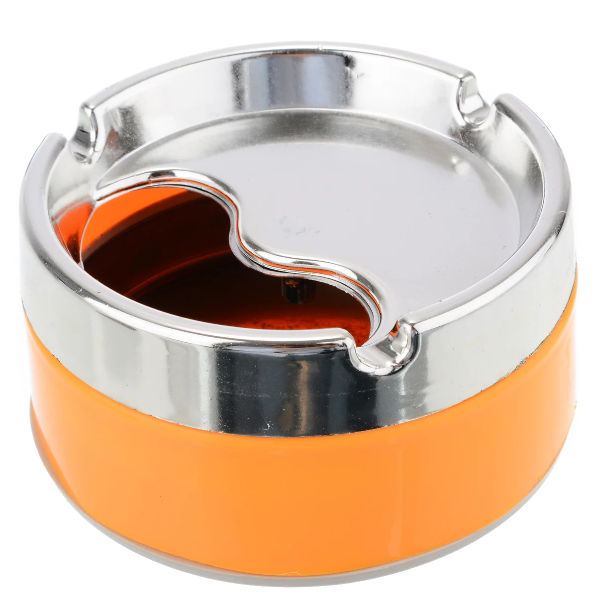 

1pc New Silver Orange Detachable Rotatable Lid 360 Degree Free Rotation Stainless Steel Corrosion Resistance Cigarette Ashtray