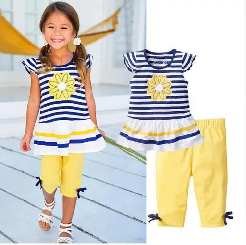 Kids Girls Set Summer 2019 Striped Sunflower Daisy Sun Flower Cotton Set Children's Clothing
Kids Girls Set Summer 2019 Striped Sunflower Daisy Sun Flower Cotton Set Children's Clothing