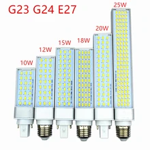 

10W 12W 15W 18W 20W 25W E27 G24 G23 LED Corn Bulb Lamp Light SMD 5730/5630 Spotlight 180 Degree AC85-265V Horizontal Plug Light