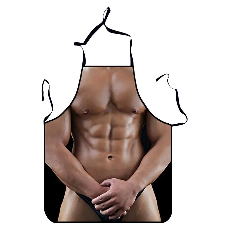 

Creative Apron Muscular Printing Apron Sexy Antifouling Breathable Fastness Funny Personality Hot Pot Kitchen Apron