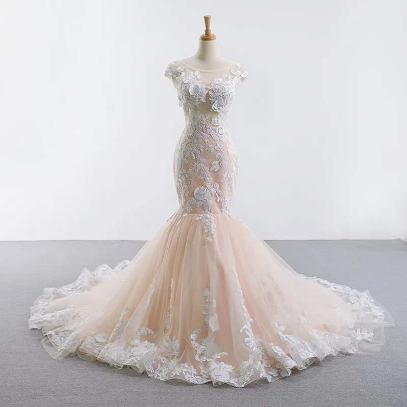 Vivian's Bridal 2019 Fashion Floral Print Champagne Mermaid Wedding Dress Illusion Mesh Crop Top Cap Sleeve Long Bridal Dress
Vivian's Bridal 2019 Fashion Floral Print Champagne Mermaid Wedding Dress Illusion Mesh Crop Top Cap Sleeve Long Bridal Dress