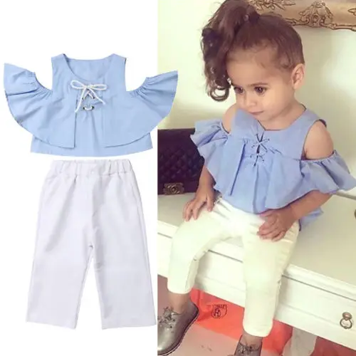 Toddler Kids Baby Girl Off Shoulder Blue Crop Top White Long Pants Outfits Clothes
Toddler Kids Baby Girl Off Shoulder Blue Crop Top White Long Pants Outfits Clothes