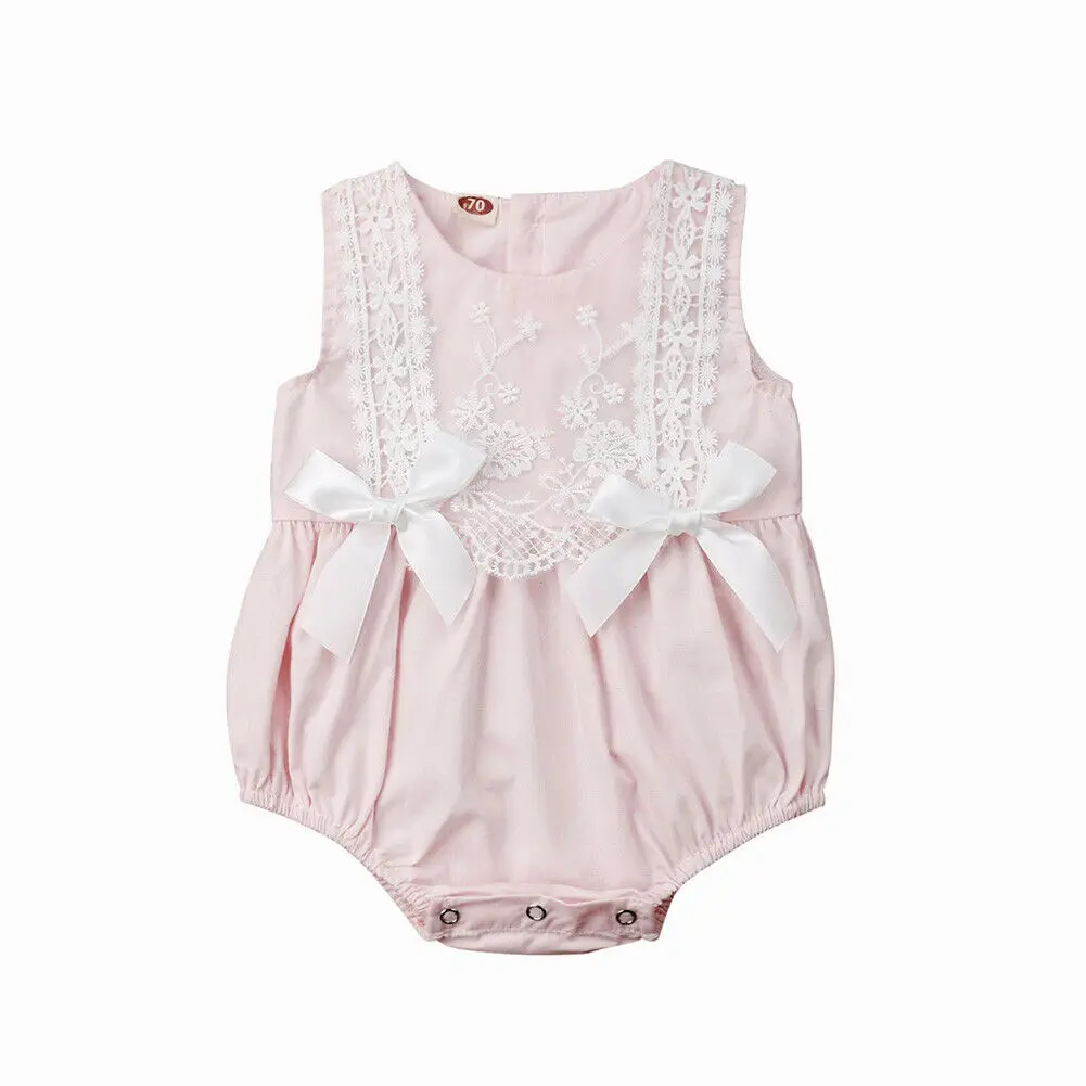 0-24M Cute Newborn Baby Girl Sleeveless Lace Bow Princess Girls Romper Jumpsuit Outfits Summer Clothes
0-24M Cute Newborn Baby Girl Sleeveless Lace Bow Princess Girls Romper Jumpsuit Outfits Summer Clothes