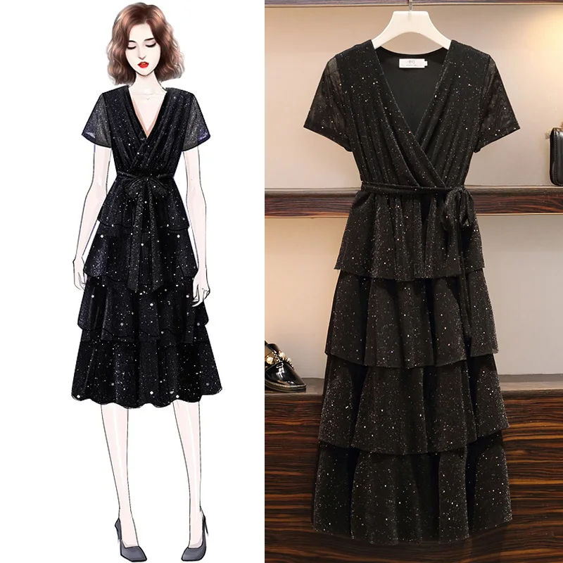 2019 Plus size Woman V Neck Summer Dress Elegant Large Size Black Summer Long Dress Vintage Lady Evening Party Dress Vestido 5XL
2019 Plus size Woman V Neck Summer Dress Elegant Large Size Black Summer Long Dress Vintage Lady Evening Party Dress Vestido 5XL