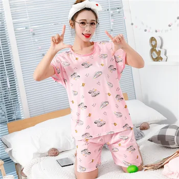 2019 Pajamas Set For Women Girls Summer Pyjamas Suit Short Sleeve Pullover Tops Loose Shorts Cute Cartoon Female Sleepwear
2019 Pajamas Set For Women Girls Summer Pyjamas Suit Short Sleeve Pullover Tops Loose Shorts Cute Cartoon Female Sleepwear