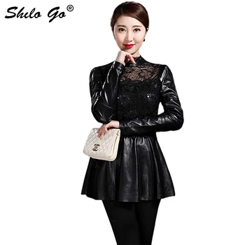 Elegant Leather Blouses Women Spring Floral Lace Spliced Sheepskin Genuine Leather Shirts A Line Back Zipper Female Top Shirts
Elegant Leather Blouses Women Spring Floral Lace Spliced Sheepskin Genuine Leather Shirts A Line Back Zipper Female Top Shirts