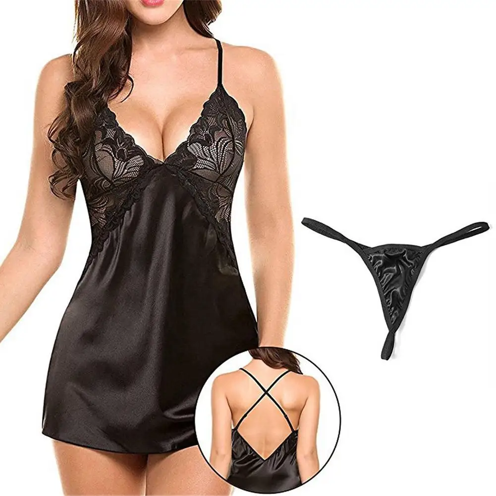 Womens Deep V-Neck Backless With Thong Nightgown Floral Lace Satin Bowknot Sleepwear Dress Drop Shipping
Womens Deep V-Neck Backless With Thong Nightgown Floral Lace Satin Bowknot Sleepwear Dress Drop Shipping