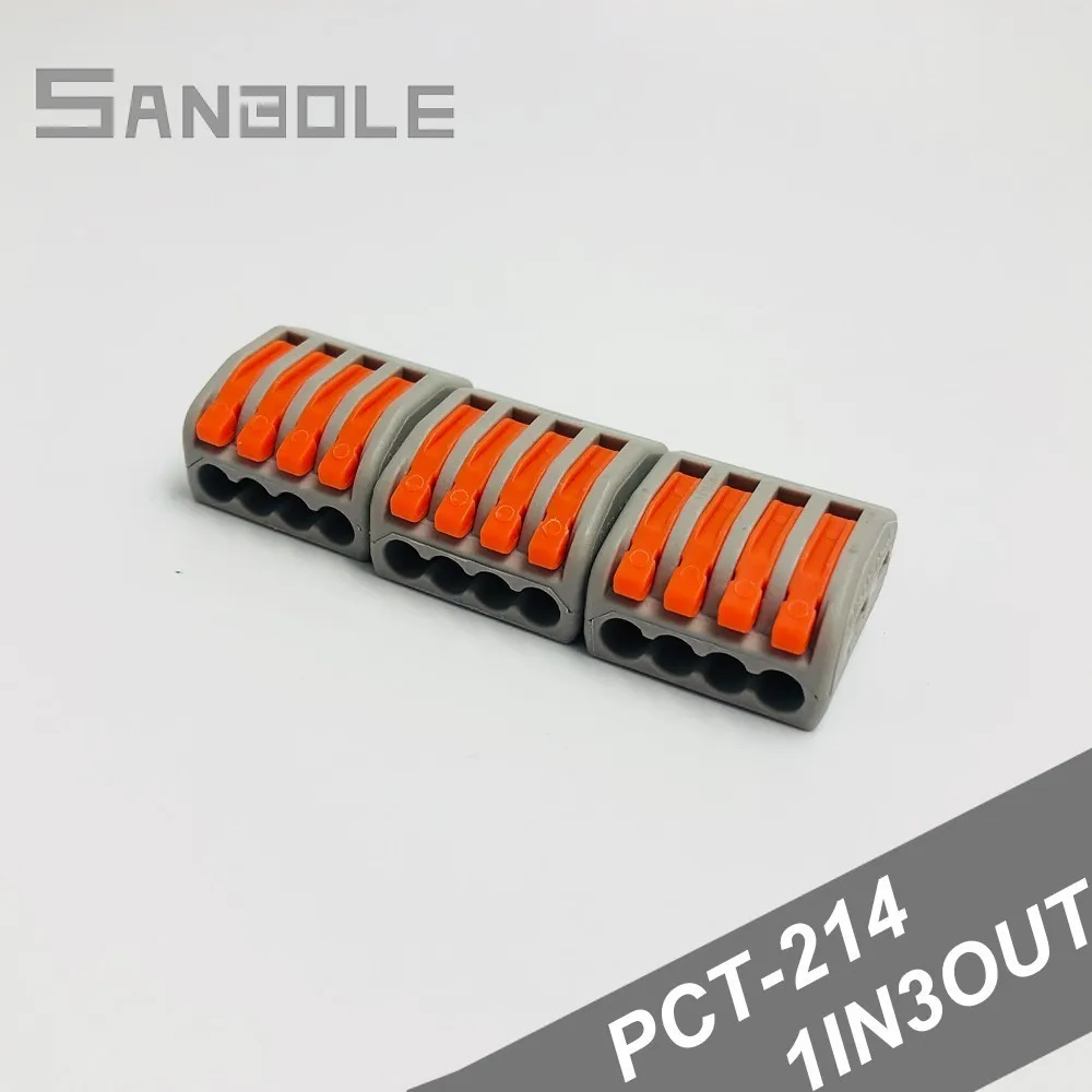 PCT-214 Fast Connection Terminal Block 222-414 Universal Compact Wire Wiring Connector 4 Pin One in Three Out (100pcs)
PCT-214 Fast Connection Terminal Block 222-414 Universal Compact Wire Wiring Connector 4 Pin One in Three Out (100pcs)