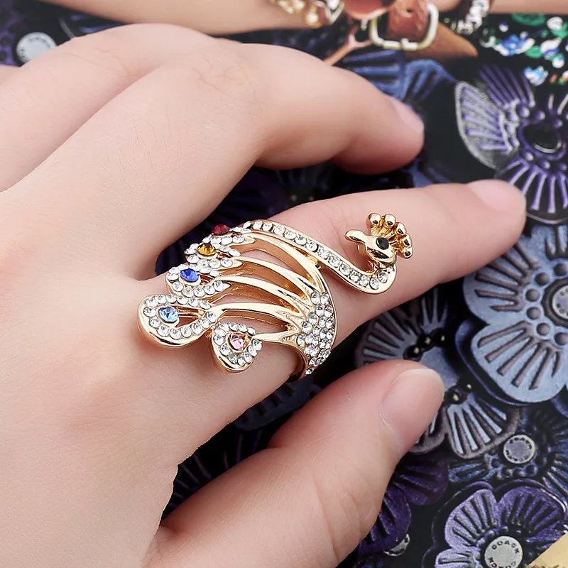 Crystal Rose Gold Peacock Rings For Women Jewelry Colorful Rhine Stone Jewelry Ring For Female Wedding Promise Rings For Women
Crystal Rose Gold Peacock Rings For Women Jewelry Colorful Rhine Stone Jewelry Ring For Female Wedding Promise Rings For Women