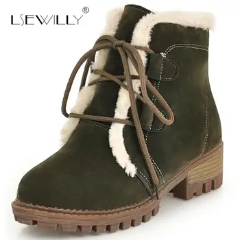Lsewilly 2018 Winter New Lace Up Footwear Woman Ankle Boots Female Black Brown Cross Tied Thick Heel Short Snow Boots E209
Lsewilly 2018 Winter New Lace Up Footwear Woman Ankle Boots Female Black Brown Cross Tied Thick Heel Short Snow Boots E209