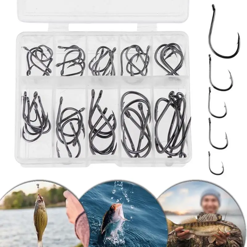 50pcs/set Black Nickel Fishing Hooks Strong Durable Hook No.3-12 10 Types Fishing Accessories Tools with Transparent Plastic Box
50pcs/set Black Nickel Fishing Hooks Strong Durable Hook No.3-12 10 Types Fishing Accessories Tools with Transparent Plastic Box