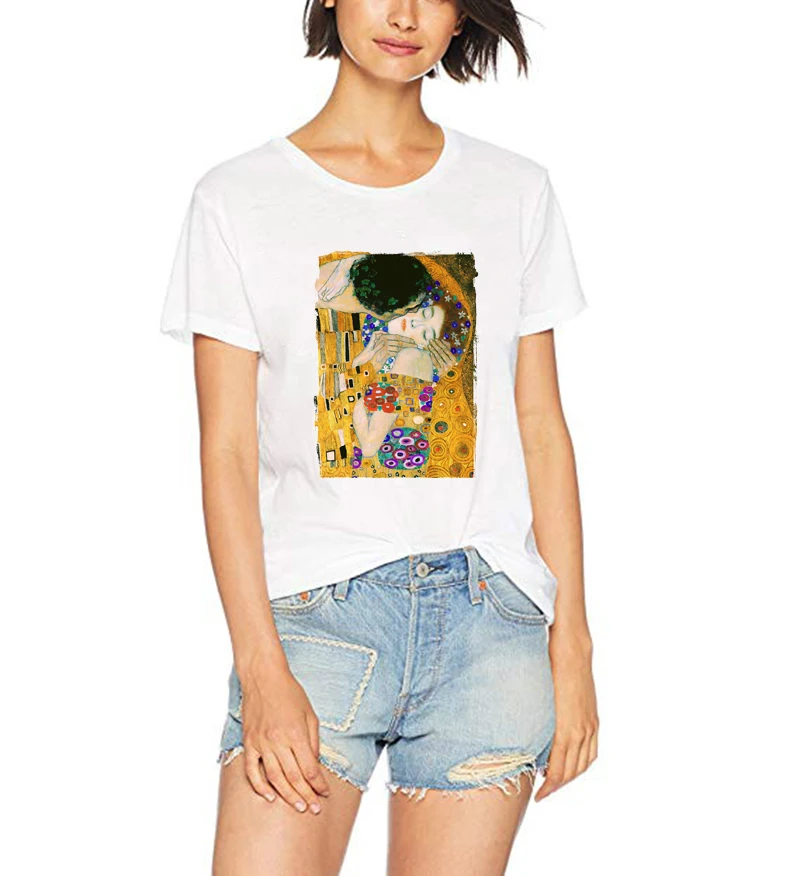Vogue T Shirt The Kiss by Gustav Klimt White T-shirts Women 100% Cotton Summer Shirt Aesthetic Casual Tops Hipster Tees
Vogue T Shirt The Kiss by Gustav Klimt White T-shirts Women 100% Cotton Summer Shirt Aesthetic Casual Tops Hipster Tees