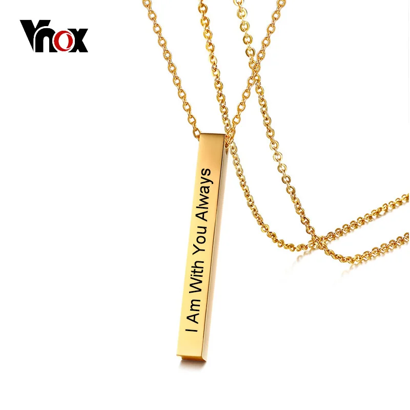 Vnox Free Engraving Women Necklace Personalized Named/Record Stainless Steel Vertical Cuboid Bar Pendant Necklace Female Jewelry
Vnox Free Engraving Women Necklace Personalized Named/Record Stainless Steel Vertical Cuboid Bar Pendant Necklace Female Jewelry