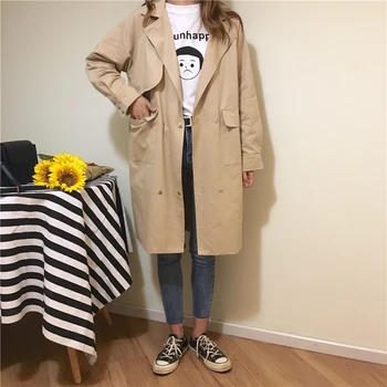 Lychee Girls Pockets Women Straight Trench Notched Collar Long Sleeve Single Breasted Wind Coat Spring Autumn Female Dust Coat
Lychee Girls Pockets Women Straight Trench Notched Collar Long Sleeve Single Breasted Wind Coat Spring Autumn Female Dust Coat