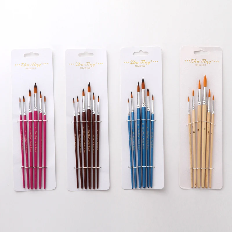 6Pcs/Set Round Peak Nylon Watercolor Oil Painting Artistic Brushes Multicolor Wooden Handle Paint Brush Set School Art Supplies
6Pcs/Set Round Peak Nylon Watercolor Oil Painting Artistic Brushes Multicolor Wooden Handle Paint Brush Set School Art Supplies