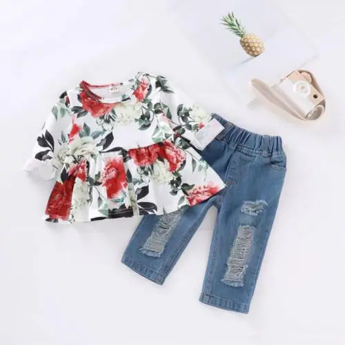 Kids Baby Girl Clothes Floral Tops Dress Ripped Jeans Denim Pants 2Pcs Outfits Clothes Set
Kids Baby Girl Clothes Floral Tops Dress Ripped Jeans Denim Pants 2Pcs Outfits Clothes Set