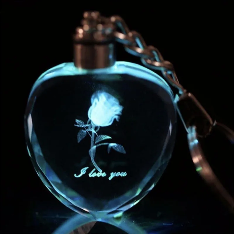 LED Heart Shape Romantic Rose Key Chain Crystal Lovers Flower Key Ring Laser Engraved Colorful Light Couples Souvenir Gift
LED Heart Shape Romantic Rose Key Chain Crystal Lovers Flower Key Ring Laser Engraved Colorful Light Couples Souvenir Gift