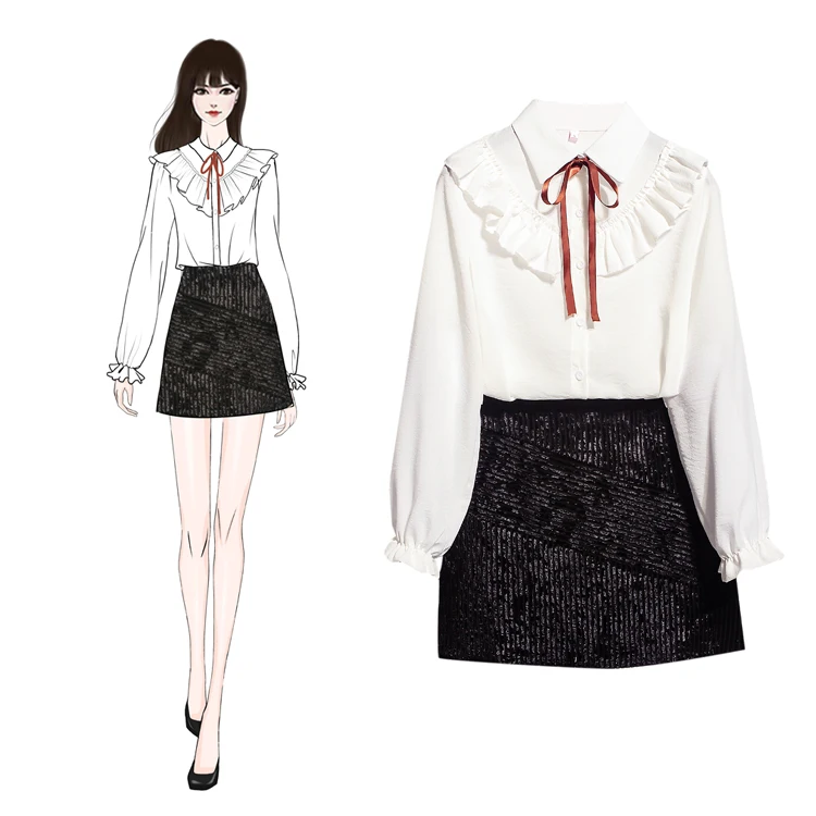2019 spring new lace bowknot long sleeve white shirts & black Skirts two-piece women clothing set vestido girl outfit S-XL size
2019 spring new lace bowknot long sleeve white shirts & black Skirts two-piece women clothing set vestido girl outfit S-XL size