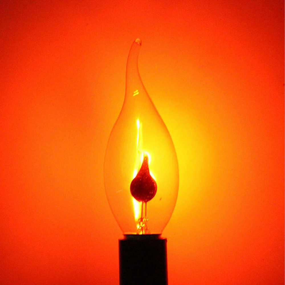 

1PC Glass E14 Transparent Red Light Bulb Fire Flame Candle Light Flickering Effect Novel Candle Tip Lamp