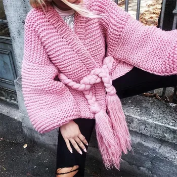 Gothic Pink Tassel Belted Cardigan Winter Sweater Women Jumper Knitted Cardigan Female Coat Solid Casual Sweater Pull Outerwear
Gothic Pink Tassel Belted Cardigan Winter Sweater Women Jumper Knitted Cardigan Female Coat Solid Casual Sweater Pull Outerwear