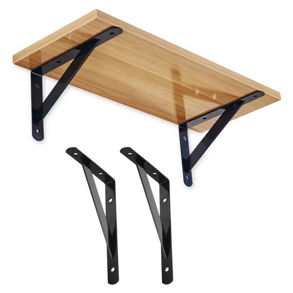 2 Pack Wall Shelf Brackets Heavy Duty Corner Brace Bookshelves Bedroom Kitchen Office Shelves Metal Brackets 15x9.5cm (Black)
2 Pack Wall Shelf Brackets Heavy Duty Corner Brace Bookshelves Bedroom Kitchen Office Shelves Metal Brackets 15x9.5cm (Black)